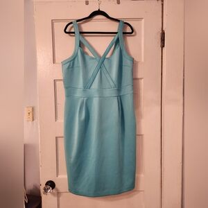 New BOLD Elements Strappy Dress In Pure Turquoise, Blue Midi Size XL Stretchy